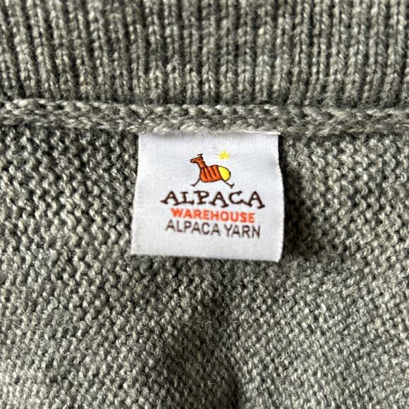 Alpaca Warehouse Shawl Grey Knit Fringed Wrap/Cape Neutral Boho Made in Peru OS - Picture 5 of 6